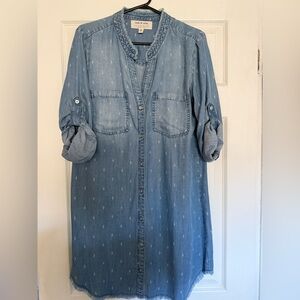 Anthropologie Cloth & Stone Blue Frayed Edge Dress